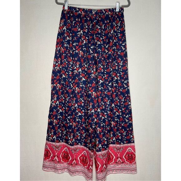 Women’s Ditsy Floral Wide Leg Pants size 2XL Comfy Silky Lounge Palazzo‎ - Picture 1 of 9